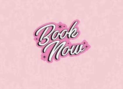 pink image with book now text on it, click to book now